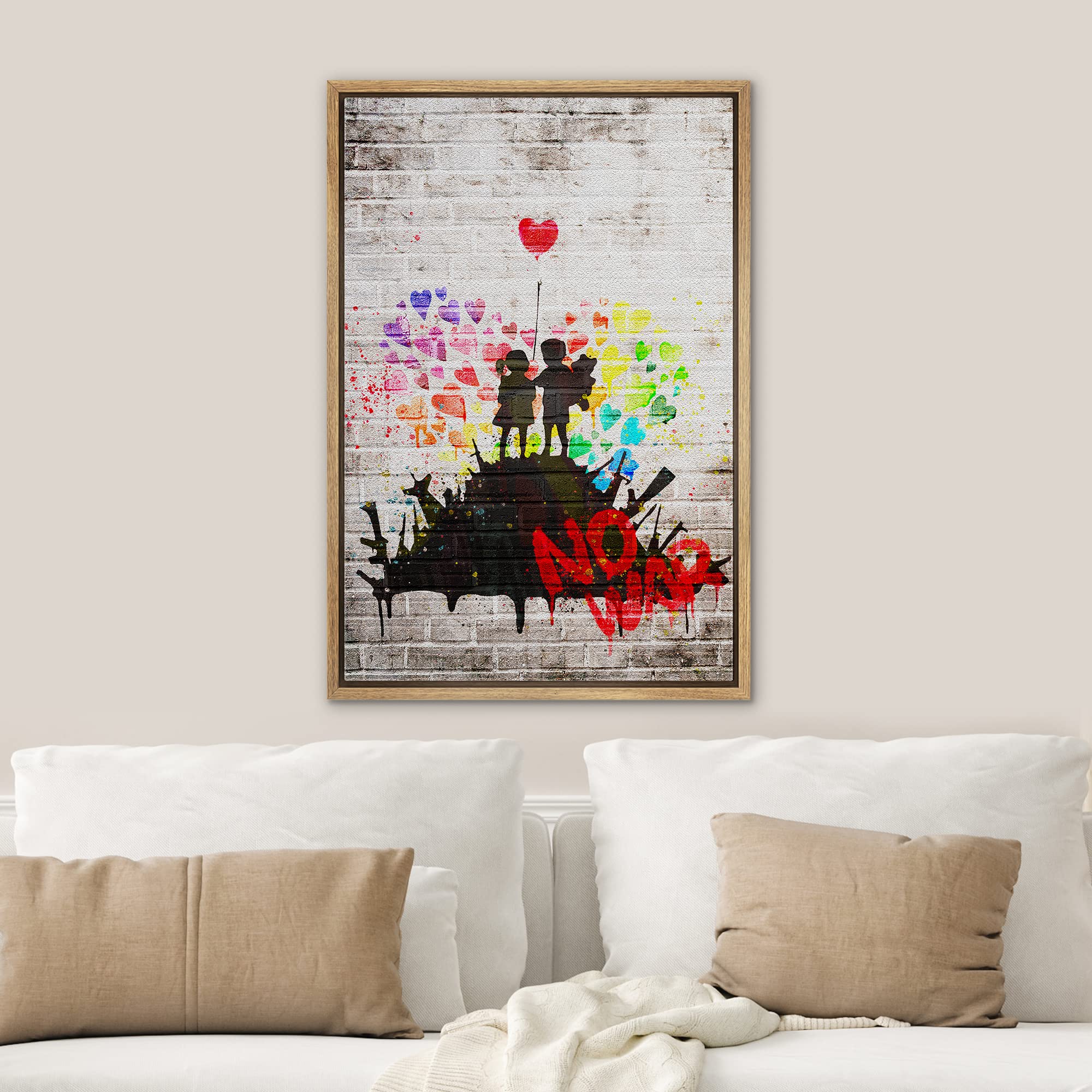 Amazon.com: SIGNWIN Framed Canvas Print Wall Art Banksy No War